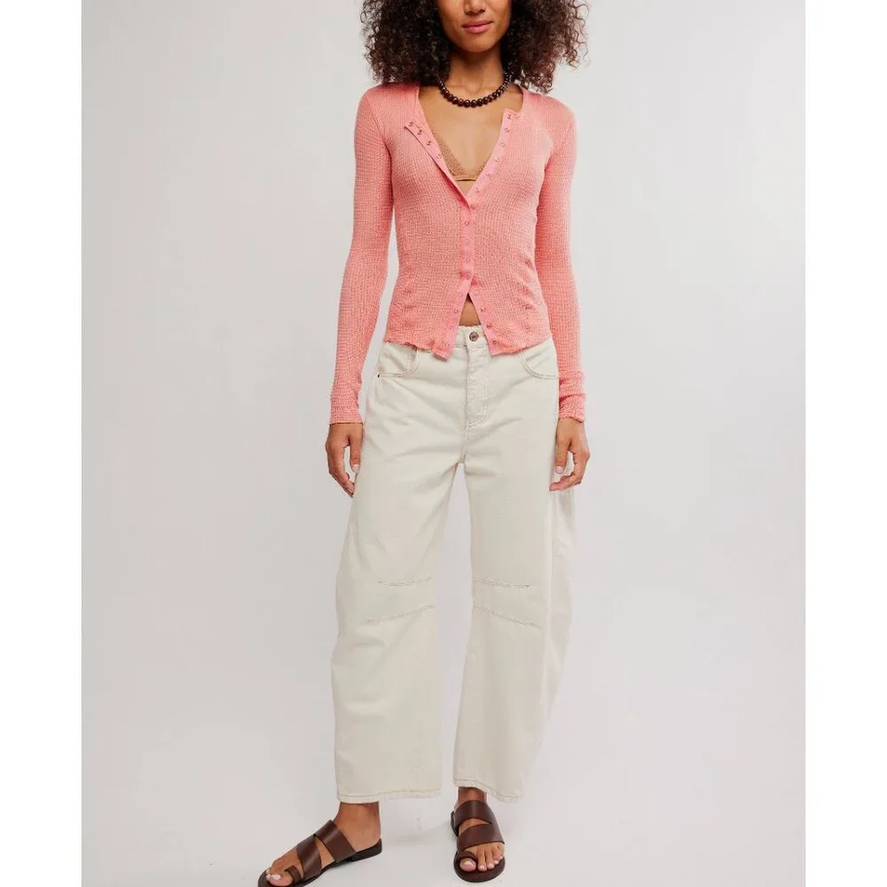 FREE PEOPLE Going Places Cardi / Coral Crimson - Picture 5 of 6